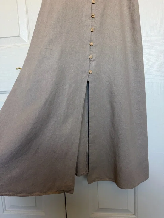 Zara Beige Button-Front Midi Dress - Picture 4 of 8